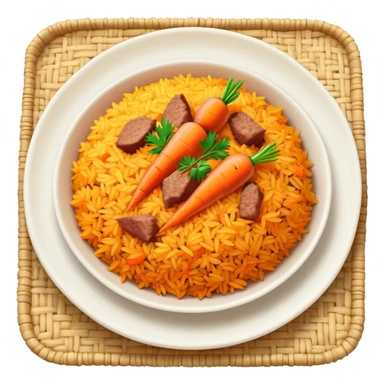 Uzbek plov rice dish with carrots and meat sticker