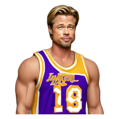 brad pitt wearing lakers jersey sticker