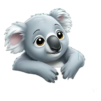 Koala soaking wet with tears of grief sticker