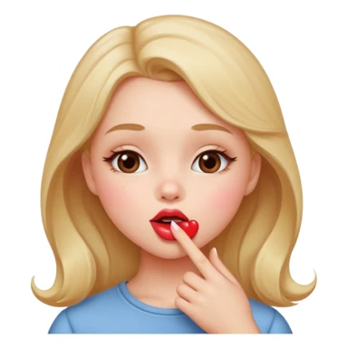 A cute circular blowing a smooch kiss and little bite on the lower lip sticker