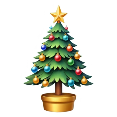 "Christmas tree decorated with lights and ornaments, glowing warmly, festive and colorful, cozy holiday atmosphere, digital illustration, vibrant and cheerful." sticker