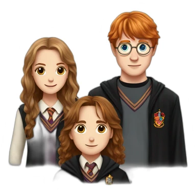 harry potter with hermoine granger and ron weasley sticker
