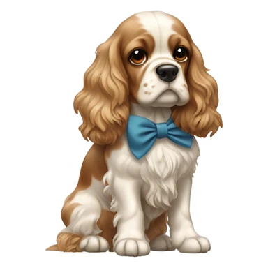 Cocker spaniel with jabot and bow sticker