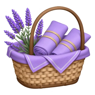 Basket of linens and lavender sticker