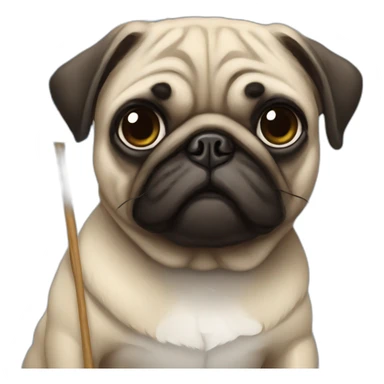 pug holding a inverted finnish flag sticker