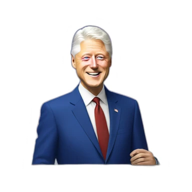 bill clinton in front of huge rainbow flag sticker