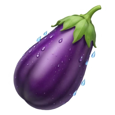 Combine an egg plant with the water drops emoji sticker