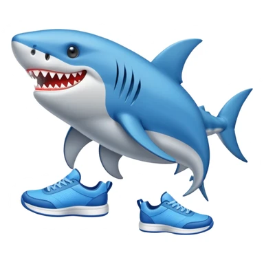 Un tiburón con zapatos tenis azules  sticker
