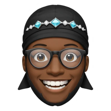 man with black durag,glasses, and smiling with diamond grillz on his teeth  sticker