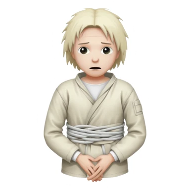 a patient in a psychiatric hospital, in a straitjacket with his hands tied behind his back sticker