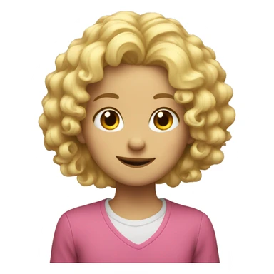 a blond girl with curls who is a little tired but also happy sticker