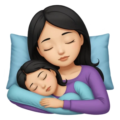 Black haired, tan Asian girl sleeping sticker