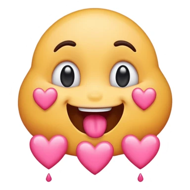 Drooling emoji with pink hearts sticker