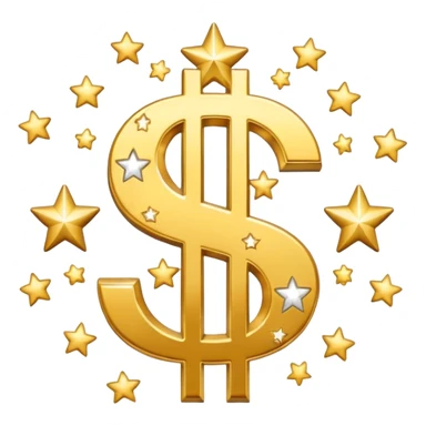 united states dollar sign with stars and hearts and sparkles sticker