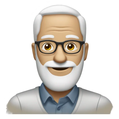 White Bald greying bearded man with glasses drinking Starbucks sticker