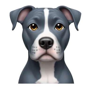 Blue Staffordshire terrier with a white belly and white paw tips, gray muzzle, cut-opped ears sticker