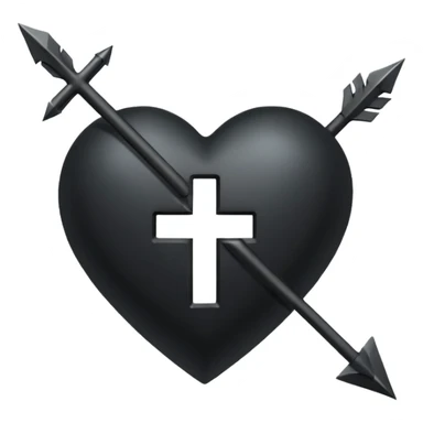Black heart with cross arrow. Don't use red colour . Use normal Arrow which goes from one side and come out of other . Don't use fancy arrow. Make it that it goes from bottom right to come on top left. Don't use red colour  sticker
