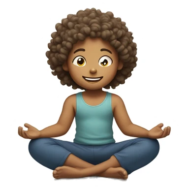 happy scandinavian kid with curly hair meditating in lotus position sticker