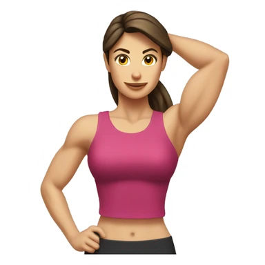 Woman arm muscles, fit Caucasian woman, brunette  sticker