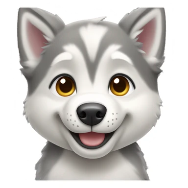 Husky puppy , light gray , happy face sticker