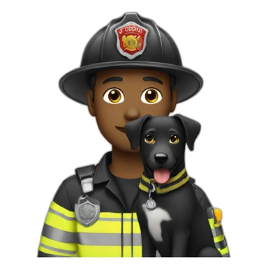 Firefighter with his black retriever sticker