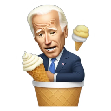 Joe Biden falling asleep while eating a vanilla ice cream cone sticker
