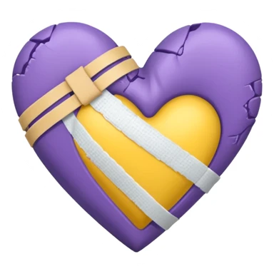 purple and yellow black heart with bandage sticker