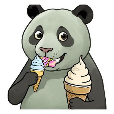 Panda eating ice cream sticker