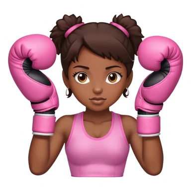Brunette black girl wearing pink boxing gloves sticker