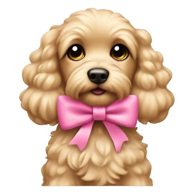 Cute blonde cockapoo with a pink bow sticker