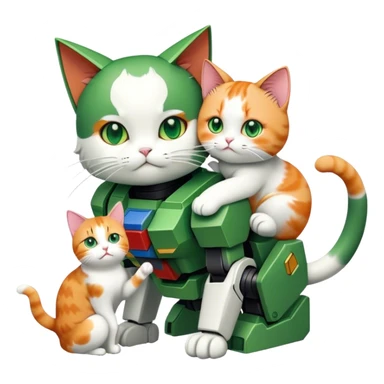 Green gundam petting cat sticker