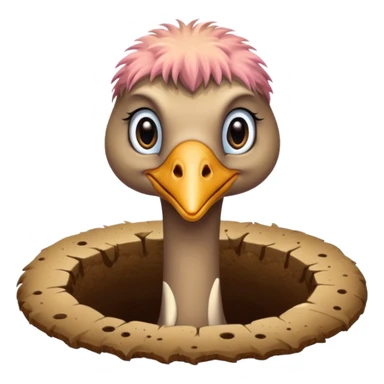Ostrich with head inside a hole in the ground sticker