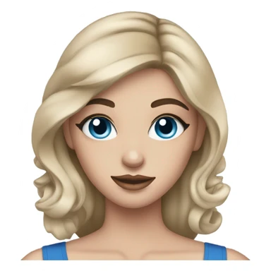 Brunett white girl with blue eyes and makeup kit sticker
