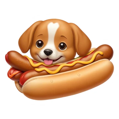 Create a dog eating a hotdog  sticker