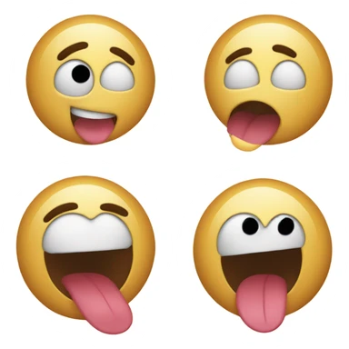A playful face with wide, round eyes and a small nose. The mouth is open with the tongue sticking out straight, conveying a lighthearted, teasing expression. The overall look is fun and mischievous. sticker