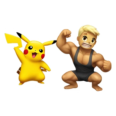 Pikachu cheering a bodybuilder in training  sticker