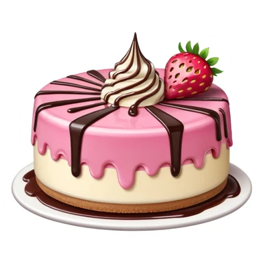 Pink Strawberry Cheesecake With Chocolate Syrup  sticker