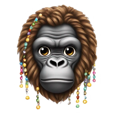 Gorilla with braids and beads with ab bink bow sticker