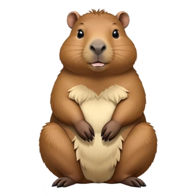 cinematic-capybara-realistic-full-body-sitting-emoji,-plump-and-relaxed-body-soaking-in-the-warm-sun,-short-brown-fur-slightly-ruffled,-head-tilted-dramatically,-calm-expressive-eyes-exuding-serene-wisdom,-simplified-yet-realistic-focused-features,-highly-detailed,-glowing-with-an-almost-sarcastic-glow sticker