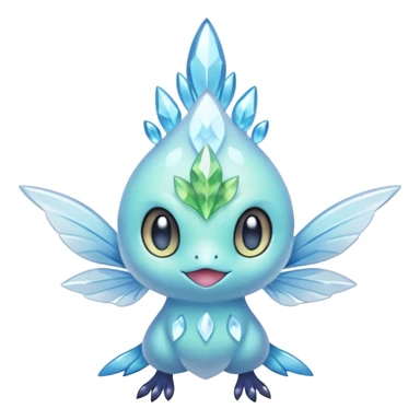 elemental icy floral ethereal glacial Axew-Rufflet-Brionne-Celebi-Pokémon-Fakémon-hybrid-creature sticker