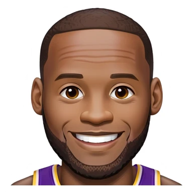 LeBron James face with a big smile and Lakers purple and gold colors sticker