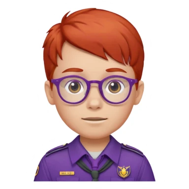 red haired scout kid with purple uniform and glassess sticker