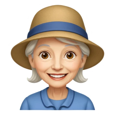 eldery woman with hat sticker