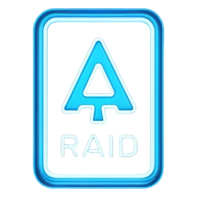  a rectangular neon sign that says RAID sticker