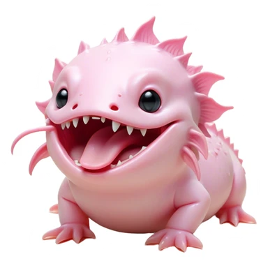 Cinematic Cute Yawning Axolotl Portrait Emoji, Head tilted slightly with a dramatic, wide-open yawn, showcasing smooth, pale pink skin with softly drooping feathery gills, eyes barely open in drowsy contentment, Simplified yet irresistibly adorable features, highly detailed, glowing with a soft, cozy glow, high shine, relaxed yet expressive, stylized with a touch of whimsy, bright and endearing, soft glowing outline, capturing the essence of a sleepy yet affectionate aquatic creature, so drowsy it feels like it could stretch out of the screen and curl up for a nap! sticker