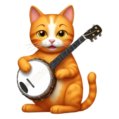 Orange cat playing the banjo sticker