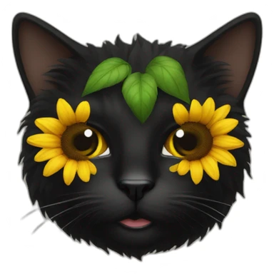 sunflower center black cat face sticker