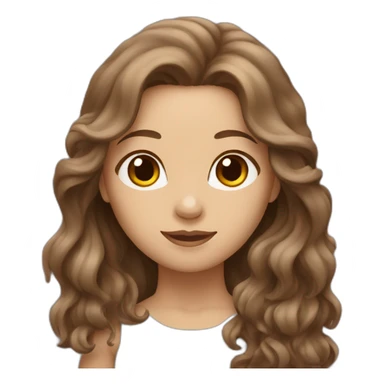 white woman with brown long wavy hair holding an otter sticker