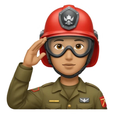 Soldier saluting with helmet + mask sticker