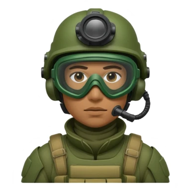 modern infantry soldier with green body armor, helmet, mask, and night vision goggles, cool and brutal sticker